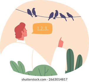 Man suffering ocd counting birds