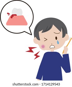 A man suffering from periodontal disease with toothbrushing bleeding	