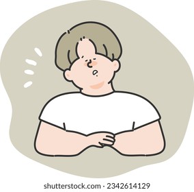 Mann mit schlechter körperlicher Verfassung, Illustration