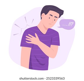 Man Suffering from Shoulder Pain for Physical Symptom and Healthcare Concept Illustration