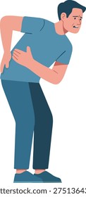 Man suffering from side abdominal pain illustration