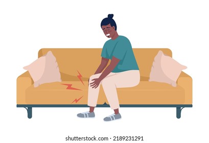 Man Suffers From Leg Muscles Pain Semi Flat Color Vector Character. Editable Figure. Full Body Person On White. Simple Cartoon Style Illustration For Web Graphic Design And Animation