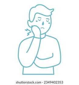 man suffers painful toothache illustration