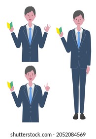 A man in a suit with a beginner's mark
