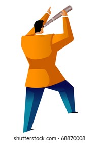 hombre de traje con binocular