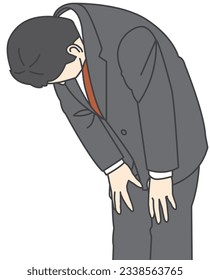 A man in a suit bowing his head