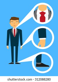 Man in suit - business vector character with detailed elements