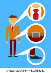 Man in suit - business vector character with detailed elements