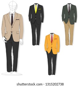 Man suit. Clothes collection. Vector illustration.