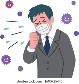 man suit cough sneeze mask virus