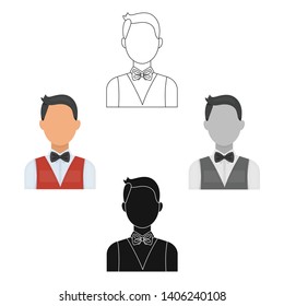 The man in a suit. The croupier, the person who follows the game in the casino.Kasino single icon in cartoon,black style vector symbol stock illustration.