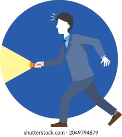 A man in a suit discovering something