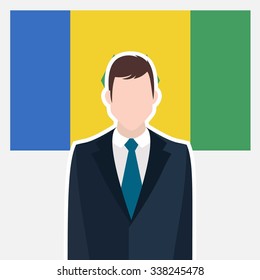 Man in suit Front of Saint Vincent and Grenadines Country Flag. business man Presentation conference concept. Modern flat design vector illustration. Country Flag background