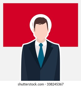 Man in suit Front of Tunisia Country Flag. business man Presentation conference concept. Modern flat design vector illustration. Country Flag background