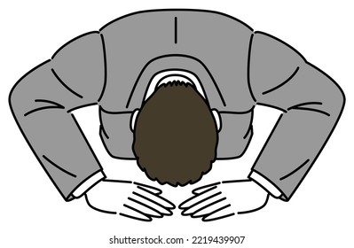 Man in suit getting down on his knees Illustration of a simple business person. Vector.
