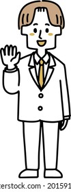 A man in a suit giving a bow