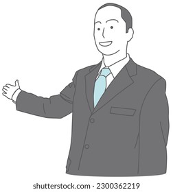 A man in a suit giving guidance