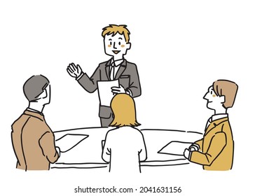 A man in a suit giving a presentation