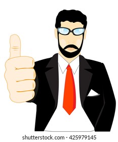 Man in suit giving thumbs up gesture