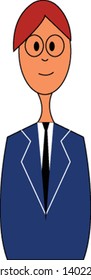 Man in suit hand drawn design, illustration, vector on white background.
