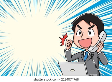 A man in a suit with a happy feeling talking on the phone