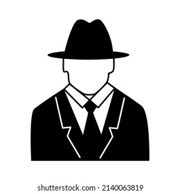 Man with suit and hat. Human sketch vector silhouette