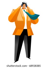 hombre de traje con auriculares