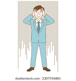 man in suit holding his head,　Vector Illustration