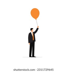 Man in a suit holding yellow balloon vector isolated