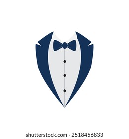 Ícone de terno masculino isolado fundo com arco. Design de jaqueta de negócios preto moda.