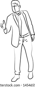 Man in a suit, illustration, vector on white background.