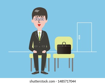 A man in a suit interviewing a job