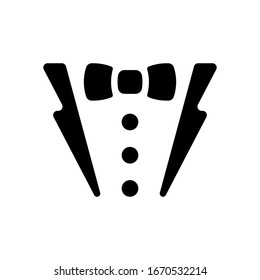 Man suit or jacket with bow. Black icon on white background