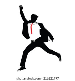 man in suit jumping vector illustration