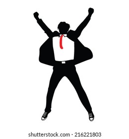 man in suit jumping vector illustration