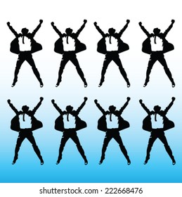 man in suit jumping vector illustration