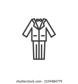 Icono de línea de traje de hombre. signo de estilo lineal para concepto móvil y diseño web. Icono de vector de contorno de traje elegante. Símbolo, ilustración del logotipo. Gráficos vectoriales