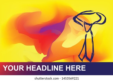Man Suit or Necktie Icon. Creative Abstract Art Background with Color Yellow, Red, Violet. Graphic Design Concept, Flat, Line, Element, Vector Illustration EPS 10.