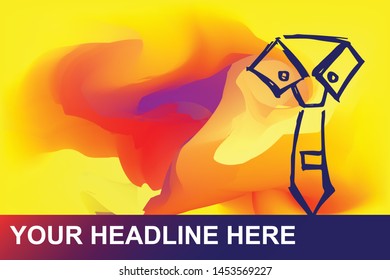 Man Suit or Necktie Icon. Creative Abstract Art Background with Color Yellow, Red, Violet. Graphic Design Concept, Flat, Line, Element, Vector Illustration EPS 10.