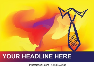 Man Suit or Necktie Icon. Creative Abstract Art Background with Color Yellow, Red, Violet. Graphic Design Concept, Flat, Line, Element, Vector Illustration EPS 10.