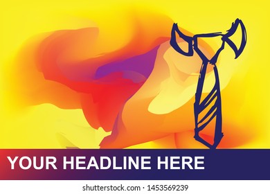 Man Suit or Necktie Icon. Creative Abstract Art Background with Color Yellow, Red, Violet. Graphic Design Concept, Flat, Line, Element, Vector Illustration EPS 10.