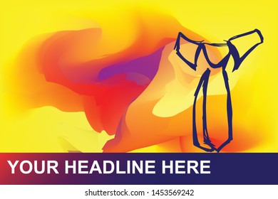 Man Suit or Necktie Icon. Creative Abstract Art Background with Color Yellow, Red, Violet. Graphic Design Concept, Flat, Line, Element, Vector Illustration EPS 10.