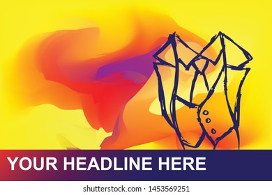 Man Suit or Necktie Icon. Creative Abstract Art Background with Color Yellow, Red, Violet. Graphic Design Concept, Flat, Line, Element, Vector Illustration EPS 10.