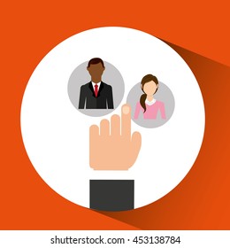 man in suit networking and teamwork cooperation icon, vector illustration