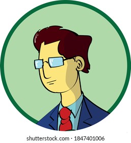 Man in suit on the background of a green circle