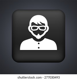 Man in Suit on Black Square Buttons