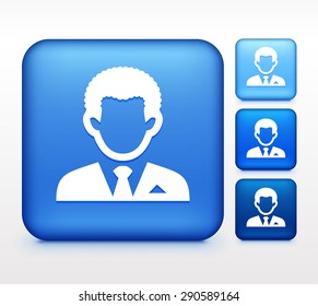Man in Suit on Blue Square Buttons