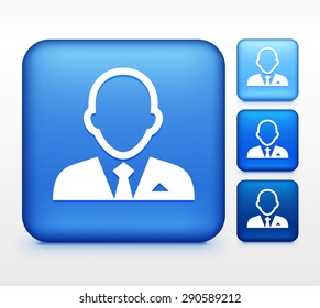 Man in Suit on Blue Square Buttons