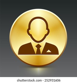 Man in Suit on Gold Round Buttons