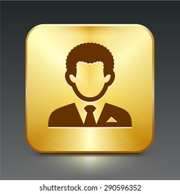 Man in Suit on Gold Square Buttons